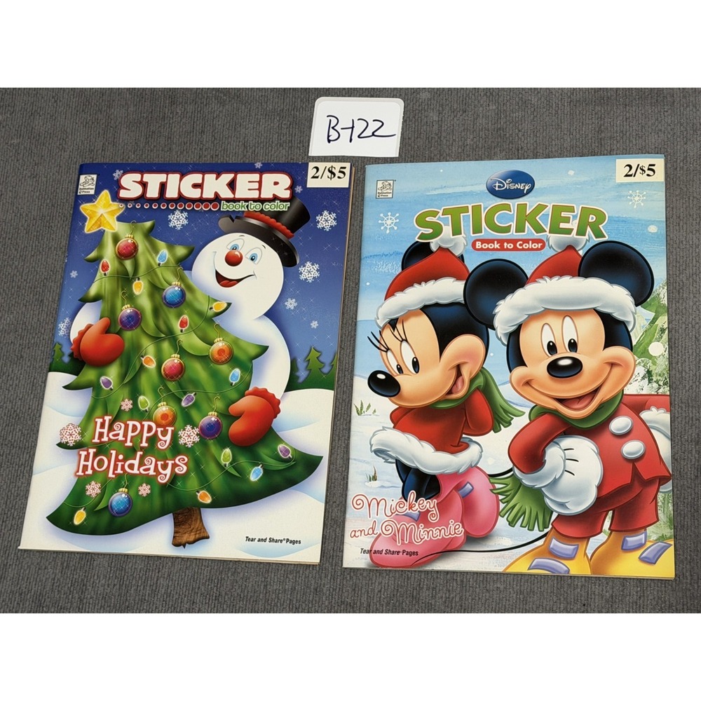 Lot of 2   Stickers & Coloring Book Mickey & Minnie Happy Holidays 2008‎ New